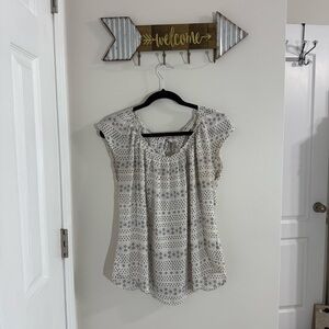 LC Lauren Conrad Relaxed Cream and Navy Blouse